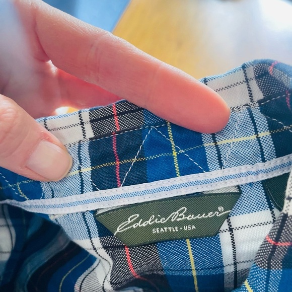 Eddie Bauer Blue Plaid Long Sleeve Button Up Shirt - Picture 11 of 12